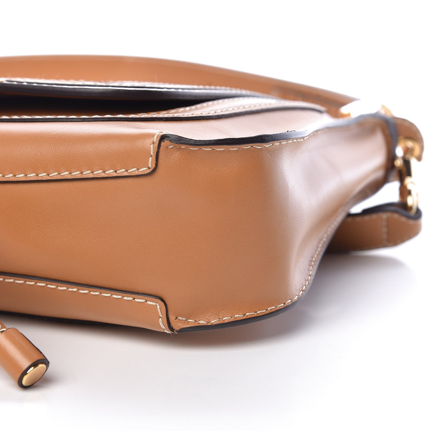 Shiny Calfskin Marcie Saddle Shoulder Bag Autumnal Brown