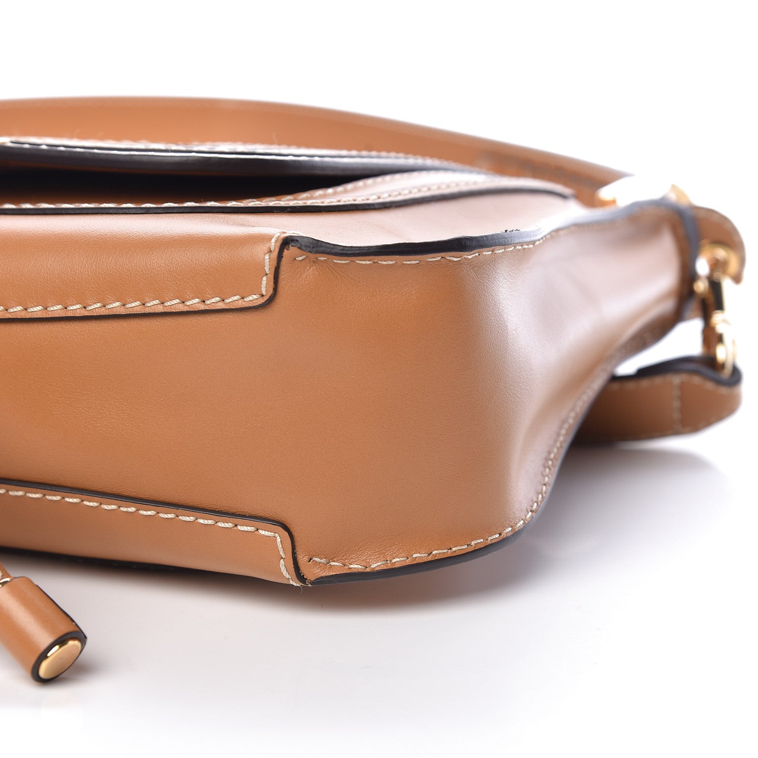 Chloe Shiny Calfskin Marcie Saddle Shoulder Bag Autumnal Brown 6 of 10