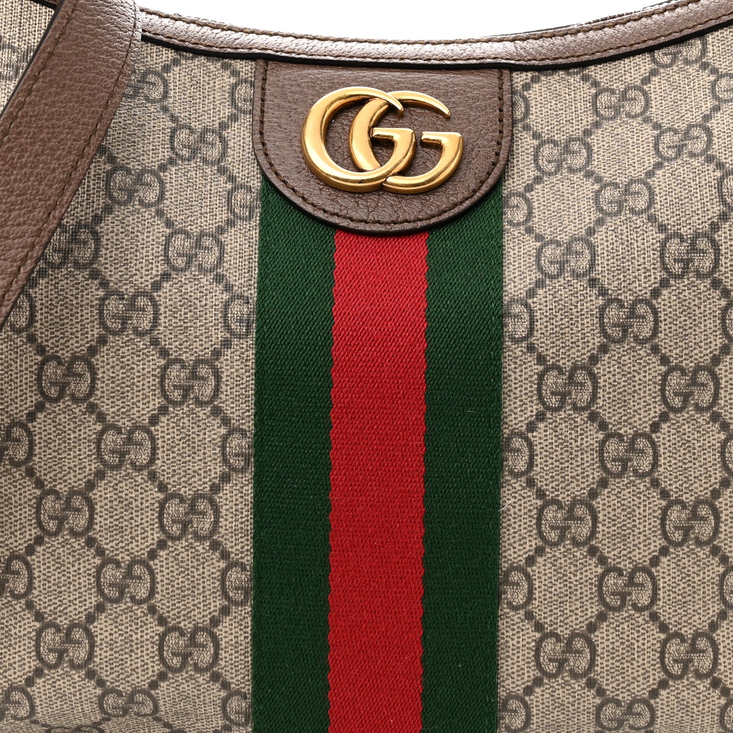 GG Supreme Monogram Web Small Ophidia Half Moon Hobo Brown