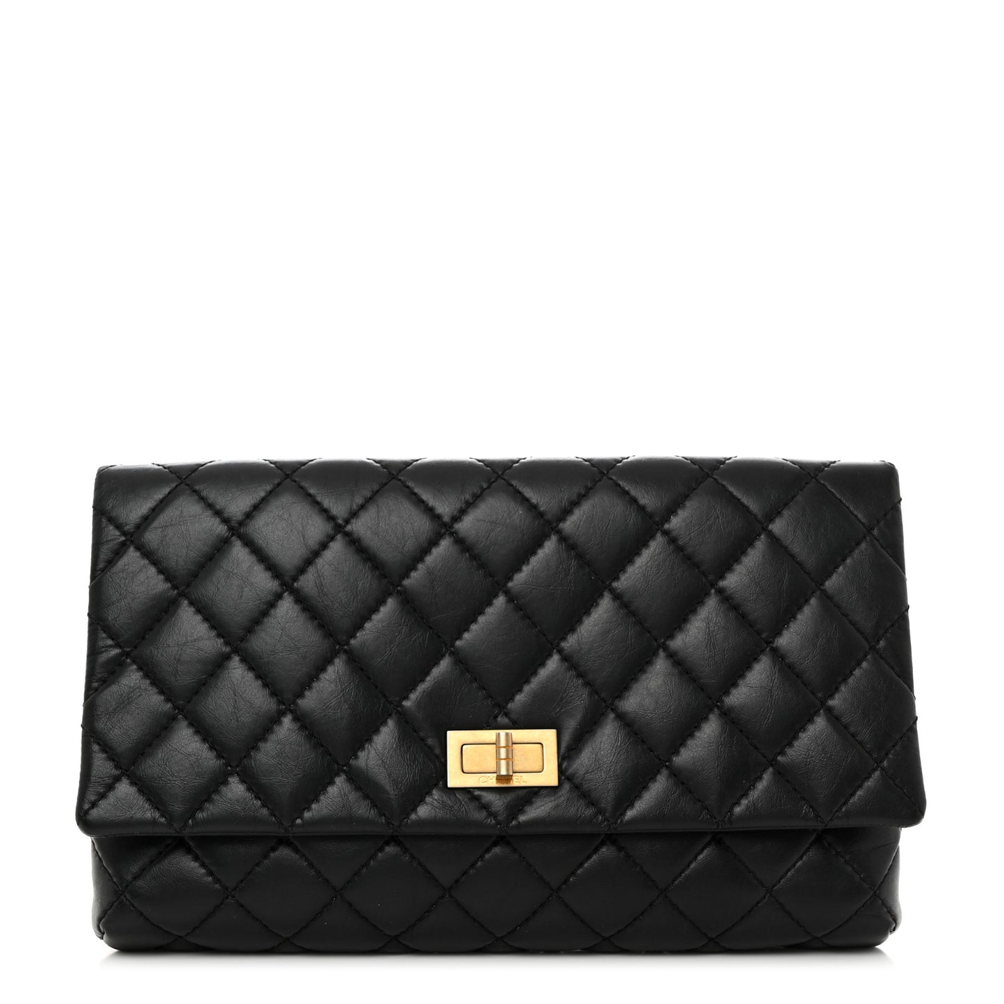 Aged Calfskin Quilted Reissue 2.55 Clutch Black