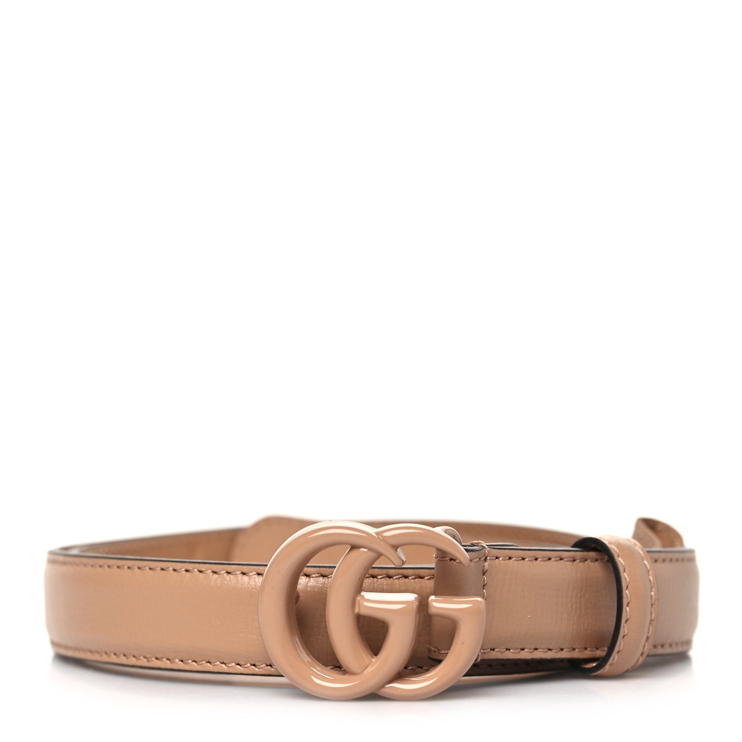 Azalea Calfskin Enamel Monochrome Double G 20mm Belt 80 32 Camelia