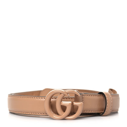 Gucci Azalea Calfskin Enamel Monochrome Double G 20mm Belt 80 32 Camelia 1 of 6