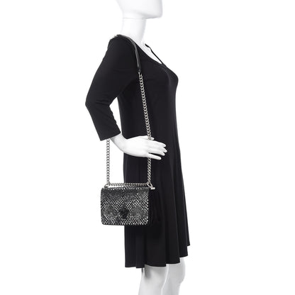 Versace Suede Palazzo Crystal Chain Evening Bag Black 2 of 9