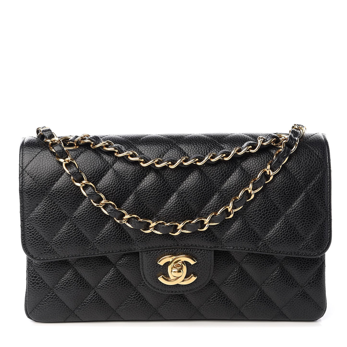 Caviar Quilted Small Double Flap Black