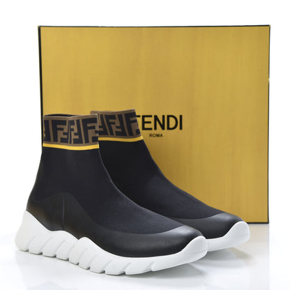 Fendi Jersey FF Mania Mens High Top Sock Sneakers 11 Black Tobacco Yema 8 of 8