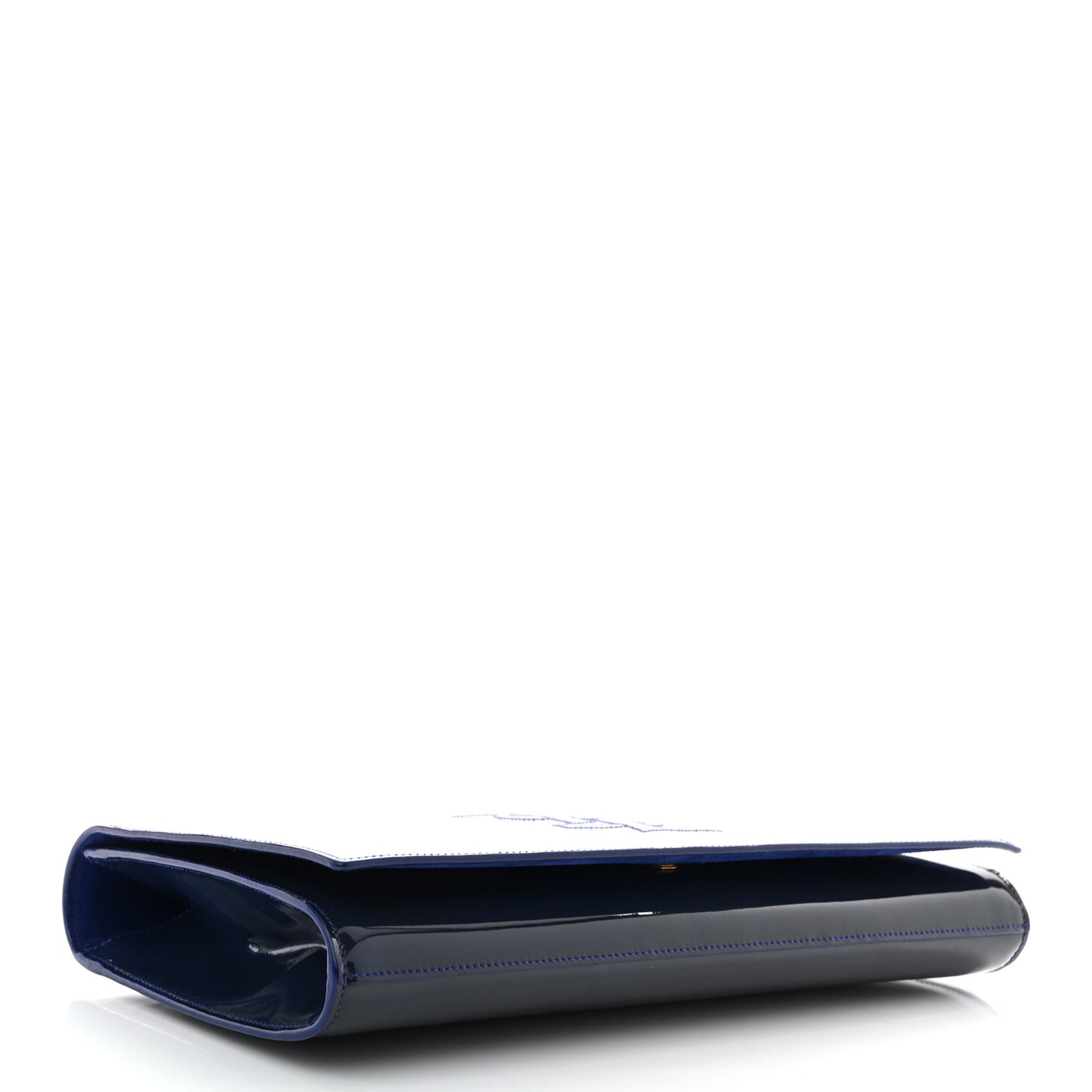 Patent Calfskin Monogram Large Belle De Jour Clutch Royal Blue