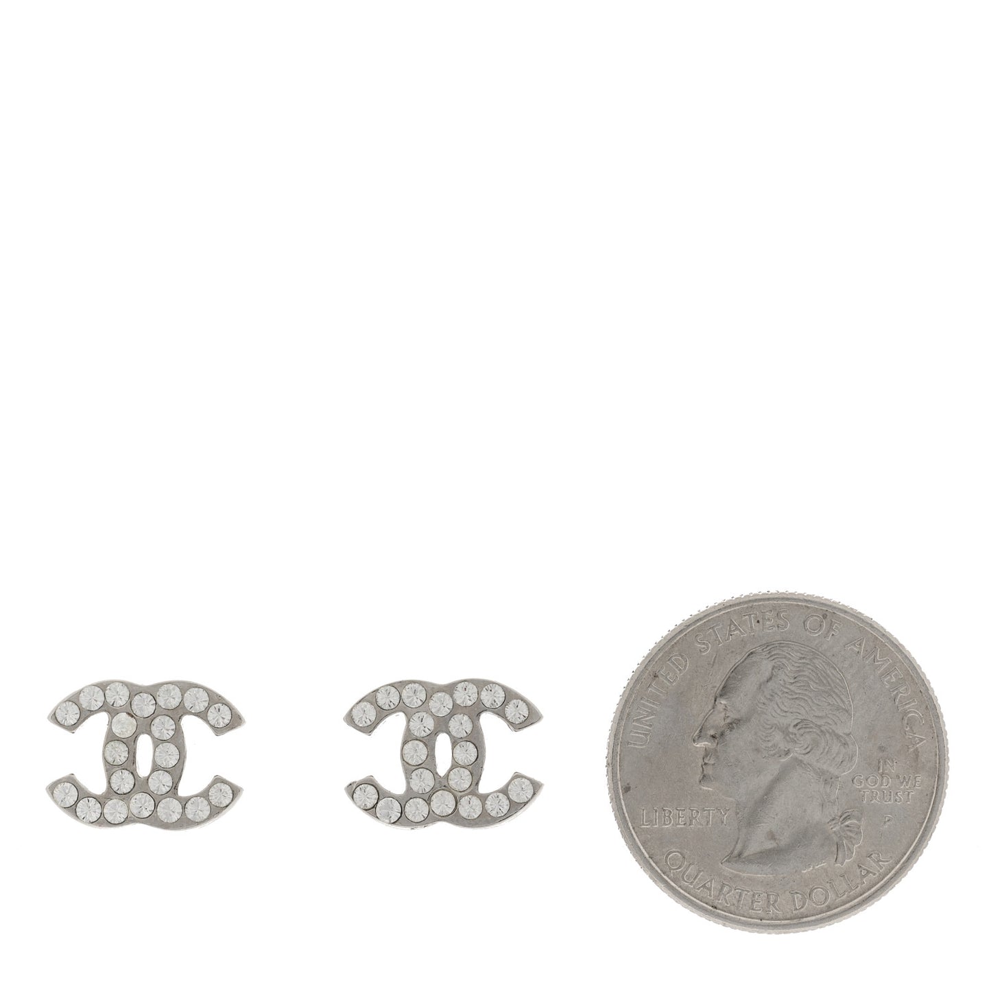 Crystal Mini CC Earrings Silver