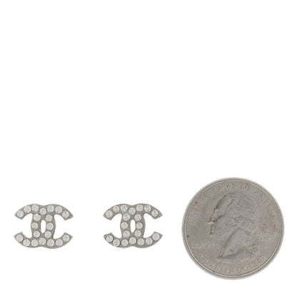 Chanel Crystal Mini CC Earrings Silver 2 of 4