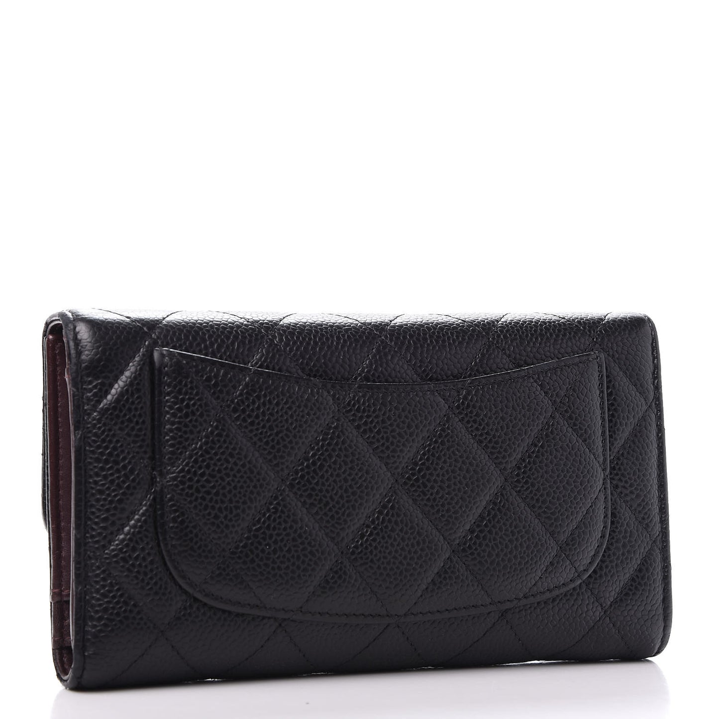 Caviar Quilted Large Flap Wallet Black