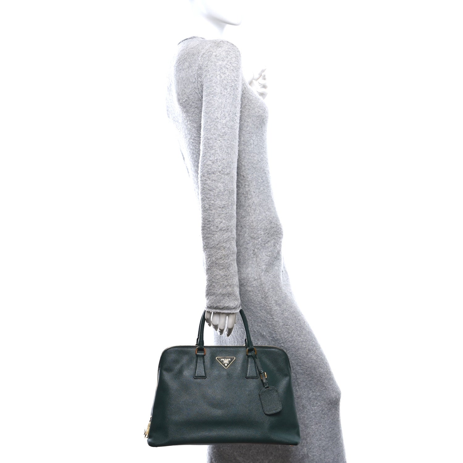 Prada Saffiano Lux Large Promenade Tote Smeraldo 2 of 10