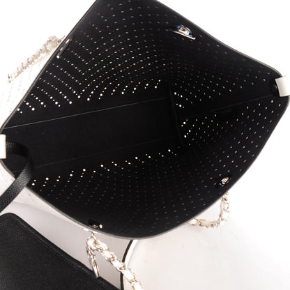 Chanel Perforated Grained Calfskin Small Shopping Tote White 6 of 8