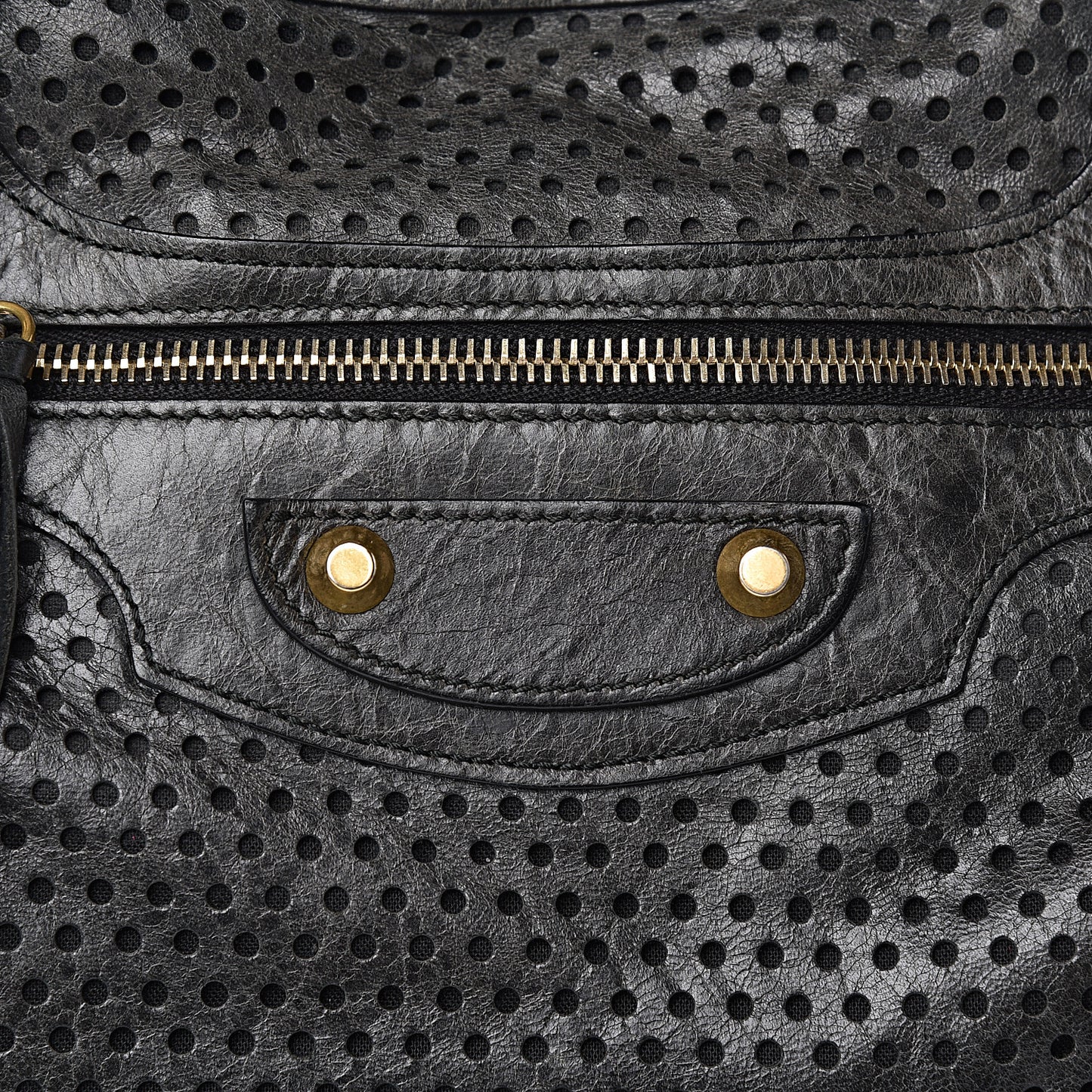 Agneau Laser Cut Cross Classic Gold Hardware City Black