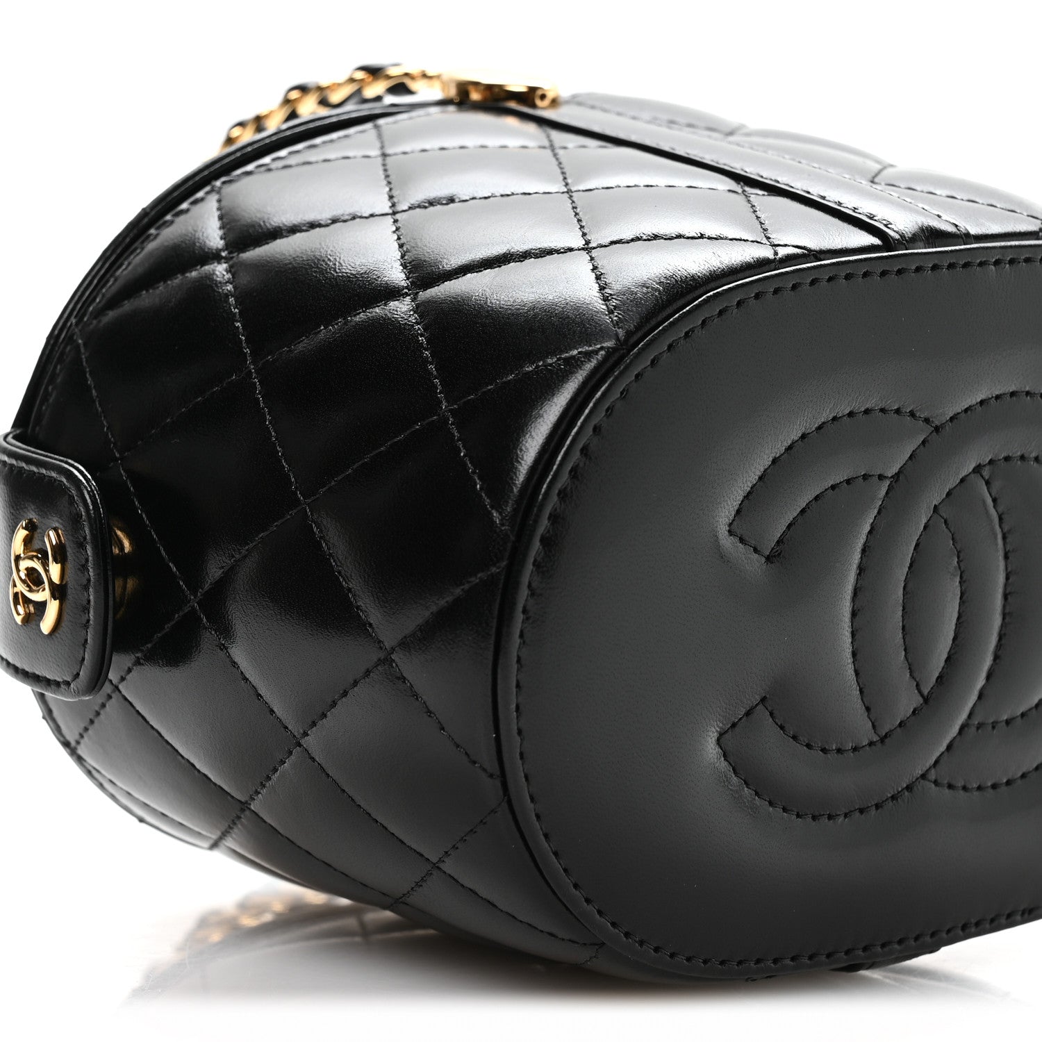 Chanel Calfskin Quilted Mini Basket Top Handle Vanity Case Black 10 of 11