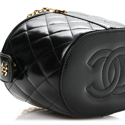 Chanel Calfskin Quilted Mini Basket Top Handle Vanity Case Black 10 of 11