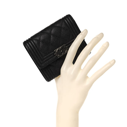 Chanel Caviar Quilted Compact Boy Wallet Anthracite 2 of 10
