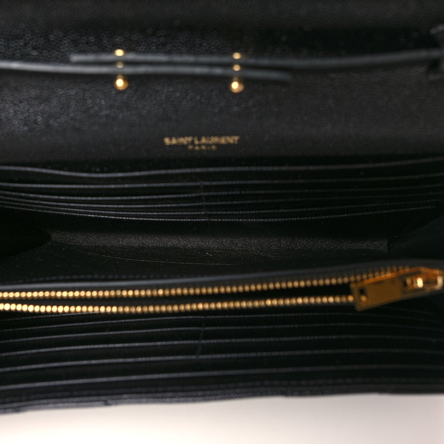 Grain De Poudre Matelasse Chevron Monogram Chain Wallet Black