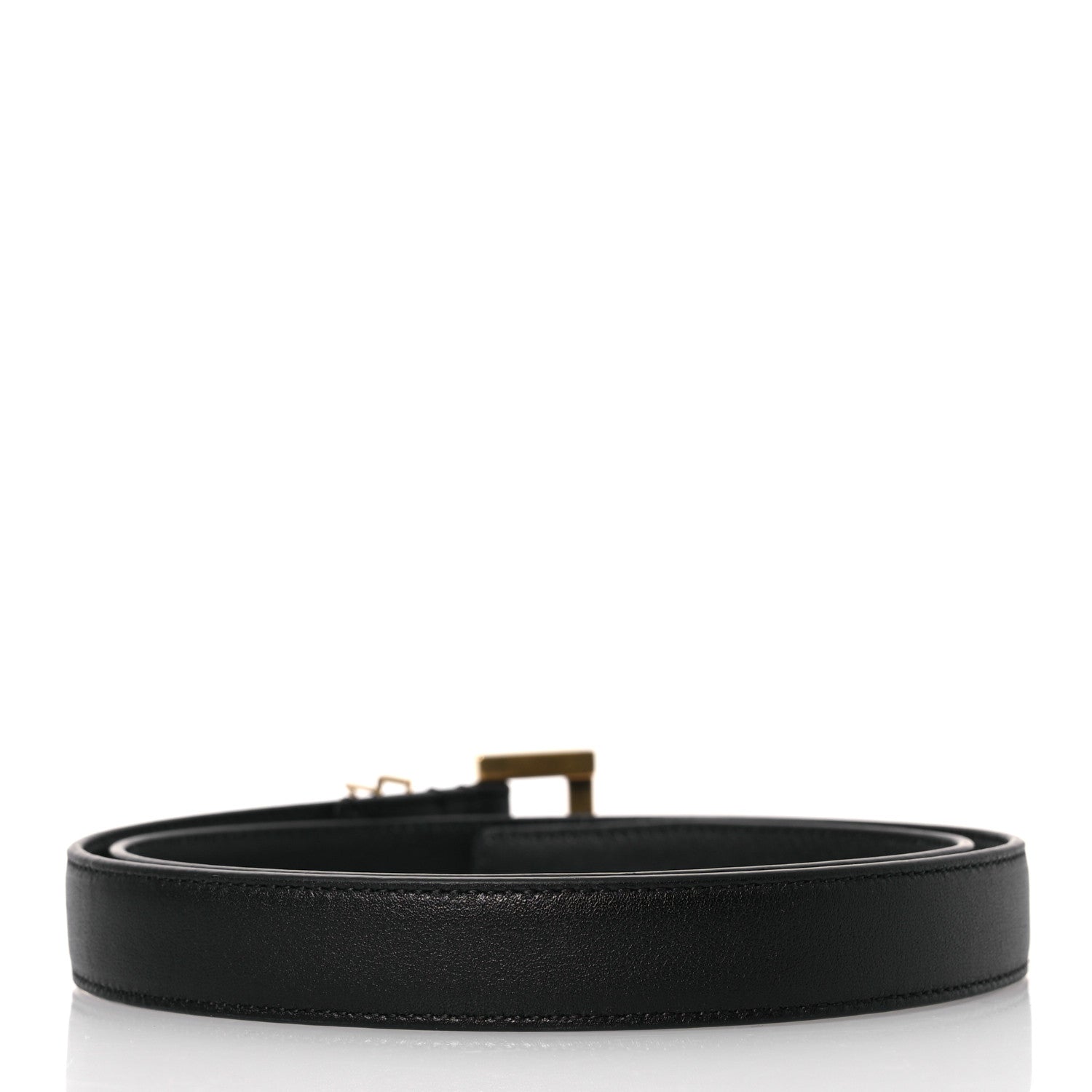 Saint Laurent Smooth Calfskin Monogram Narrow Square Buckle Belt 70 28 Black 2 of 6