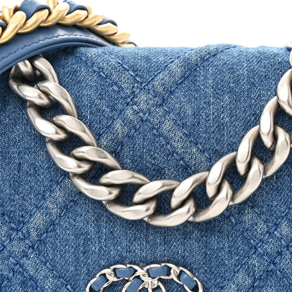 Chanel Denim Quilted Chanel 19 Wallet On Chain WOC Blue 9 of 13
