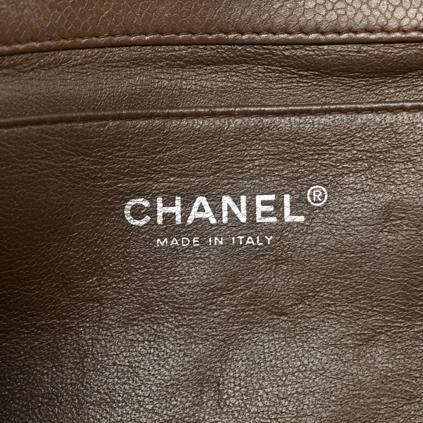 Caviar Quilted Clutch With Chain Flap Brown
