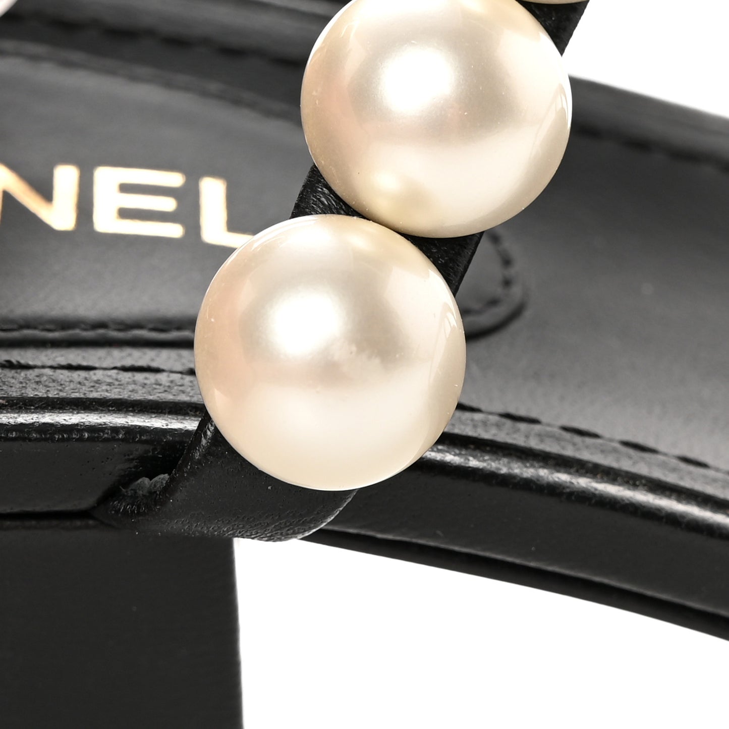 Lambskin Pearl Toe Ring Slingback Sandals 37 Black