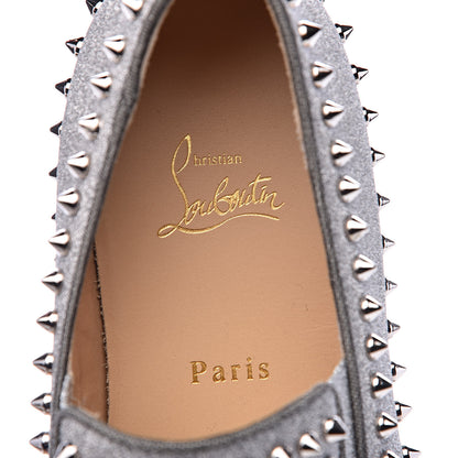 Christian Louboutin Calfskin Spikes Pik Boat Glitter Sneakers 42 Silver 8 of 9