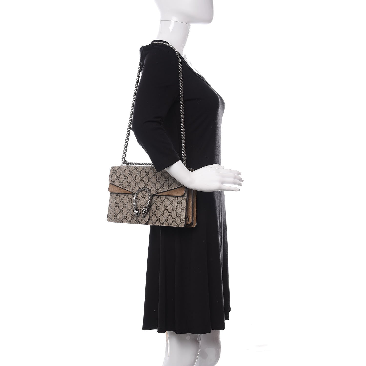 Gucci GG Supreme Monogram Small Dionysus Shoulder Bag Taupe 2 of 13