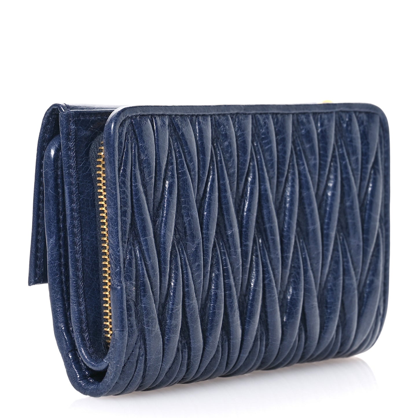 Vitello Lux Matelasse Lux Bi-Fold Compact Wallet Bluette
