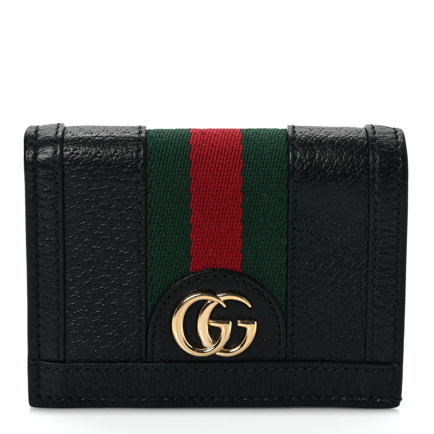 Calfskin Web Ophidia Card Case Black