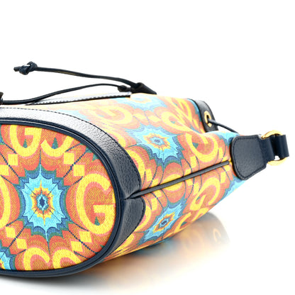 Gucci GG Supreme Kaleidoscope Calfskin Script Logo Gucci 100 Bucket Drawstring Bag Blue Orange Multicolor Blue Agata 10 of 10