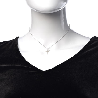 Tiffany 18K White Gold Diamond Medium Cross Pendant Necklace 2 of 6