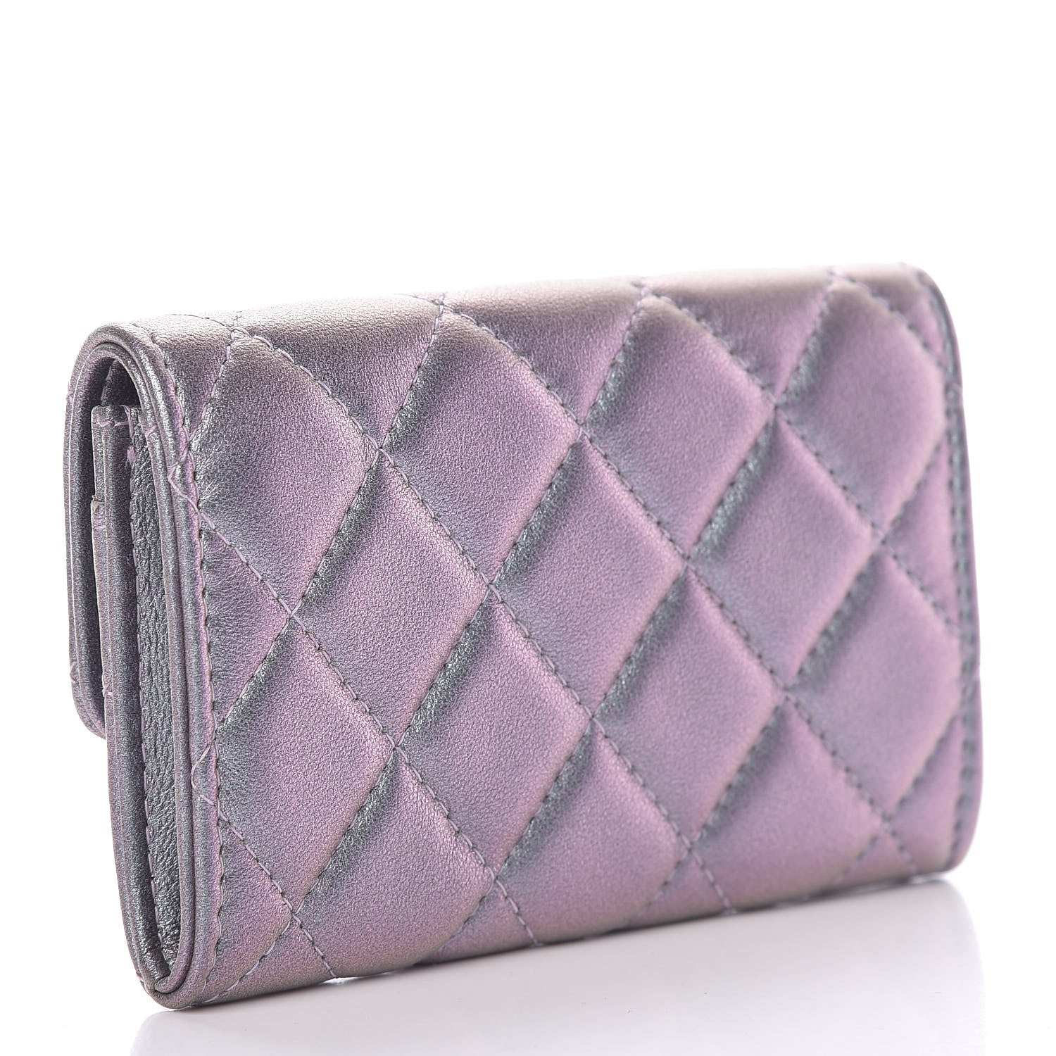 Chanel Iridescent Lambskin Quilted Reissue Flap Card Holder Light Purple 3 of 8