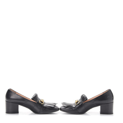 Gucci Malaga Kid GG Marmont Fringe Loafer Pumps Size 39 Black 6 of 19