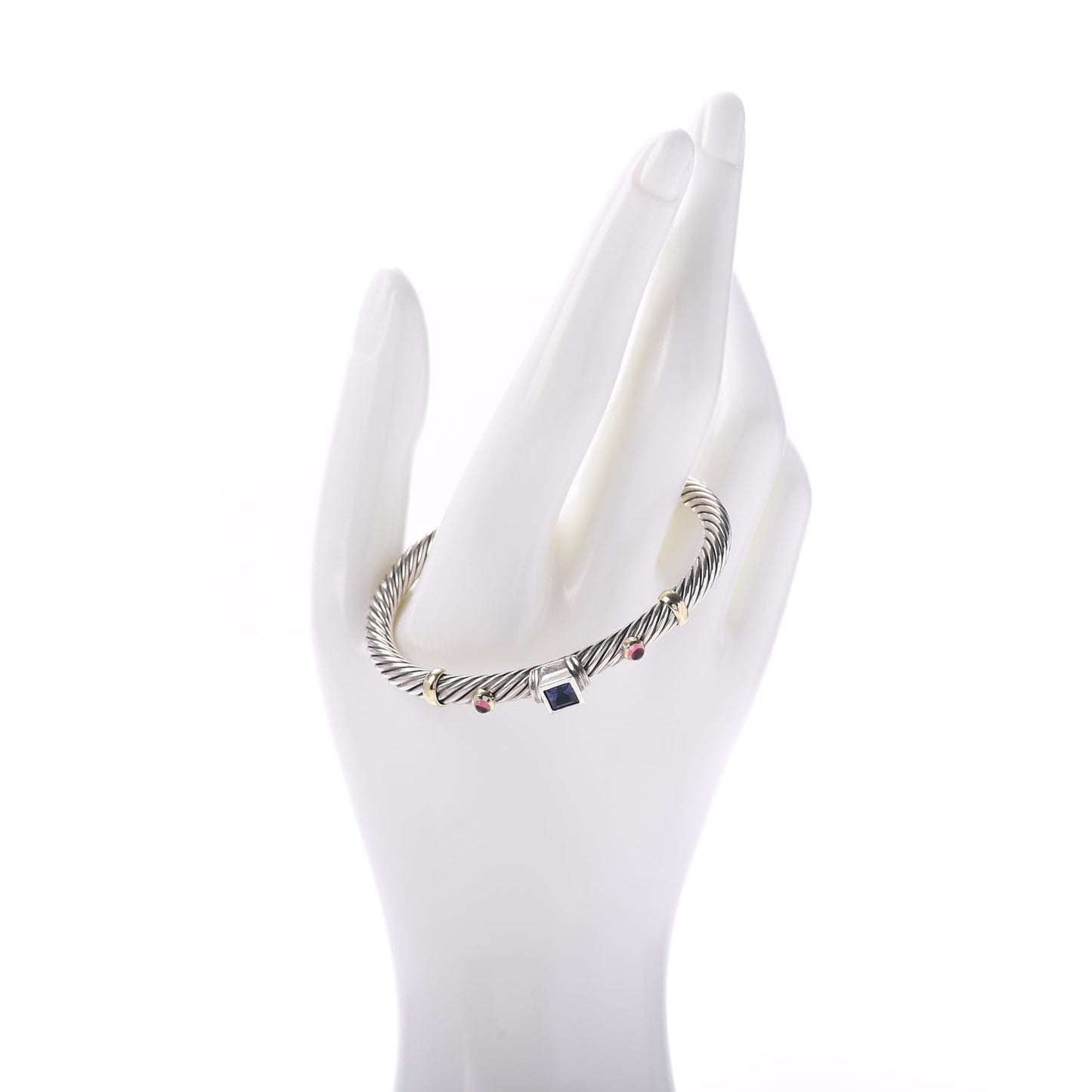 Sterling Silver 14K Yellow Gold Iolite Tourmaline 5mm Renaissance Bracelet