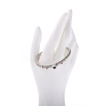 David Yurman Sterling Silver 14K Yellow Gold Iolite Tourmaline 5mm Renaissance Bracelet 2 of 4
