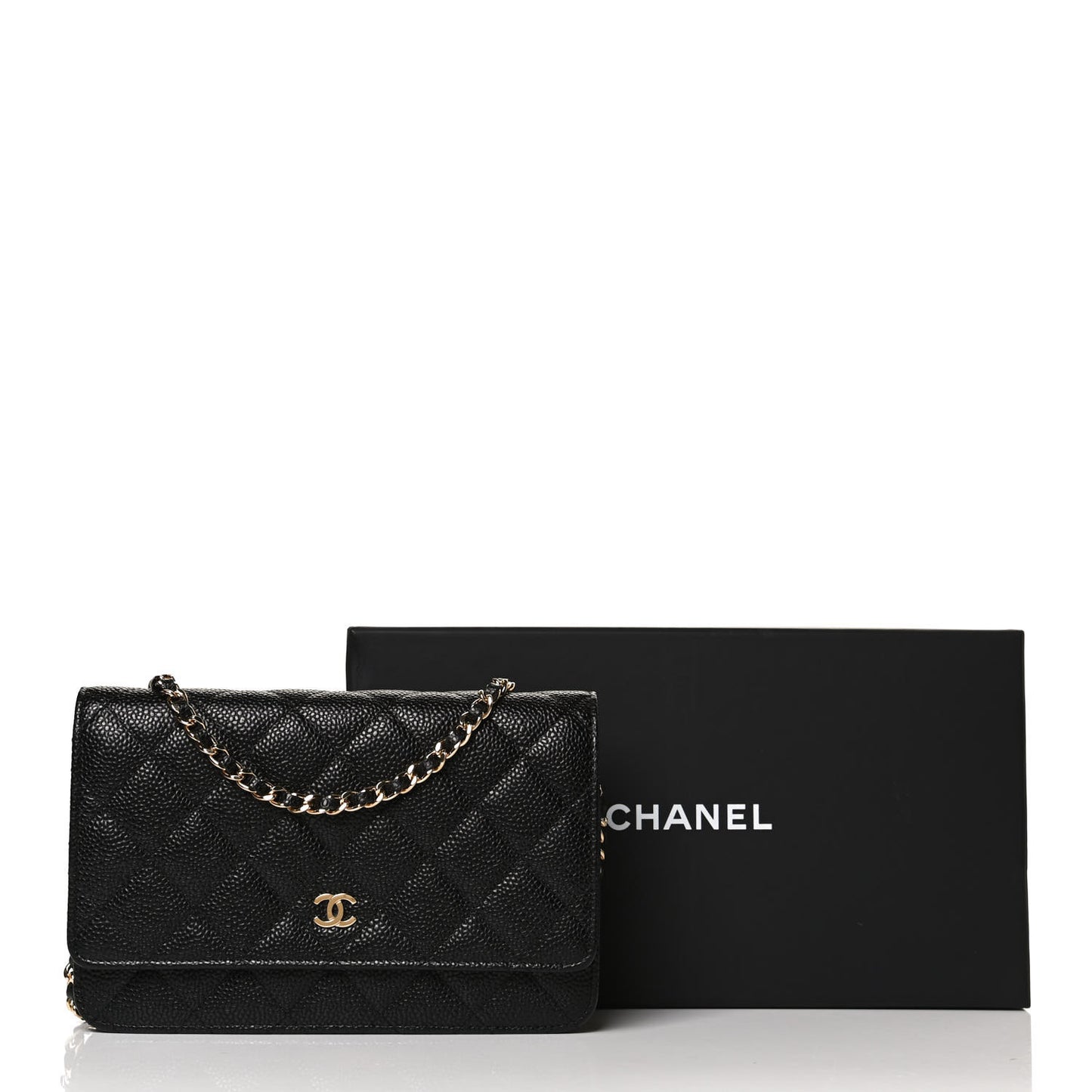 Caviar Quilted Wallet On Chain WOC Black