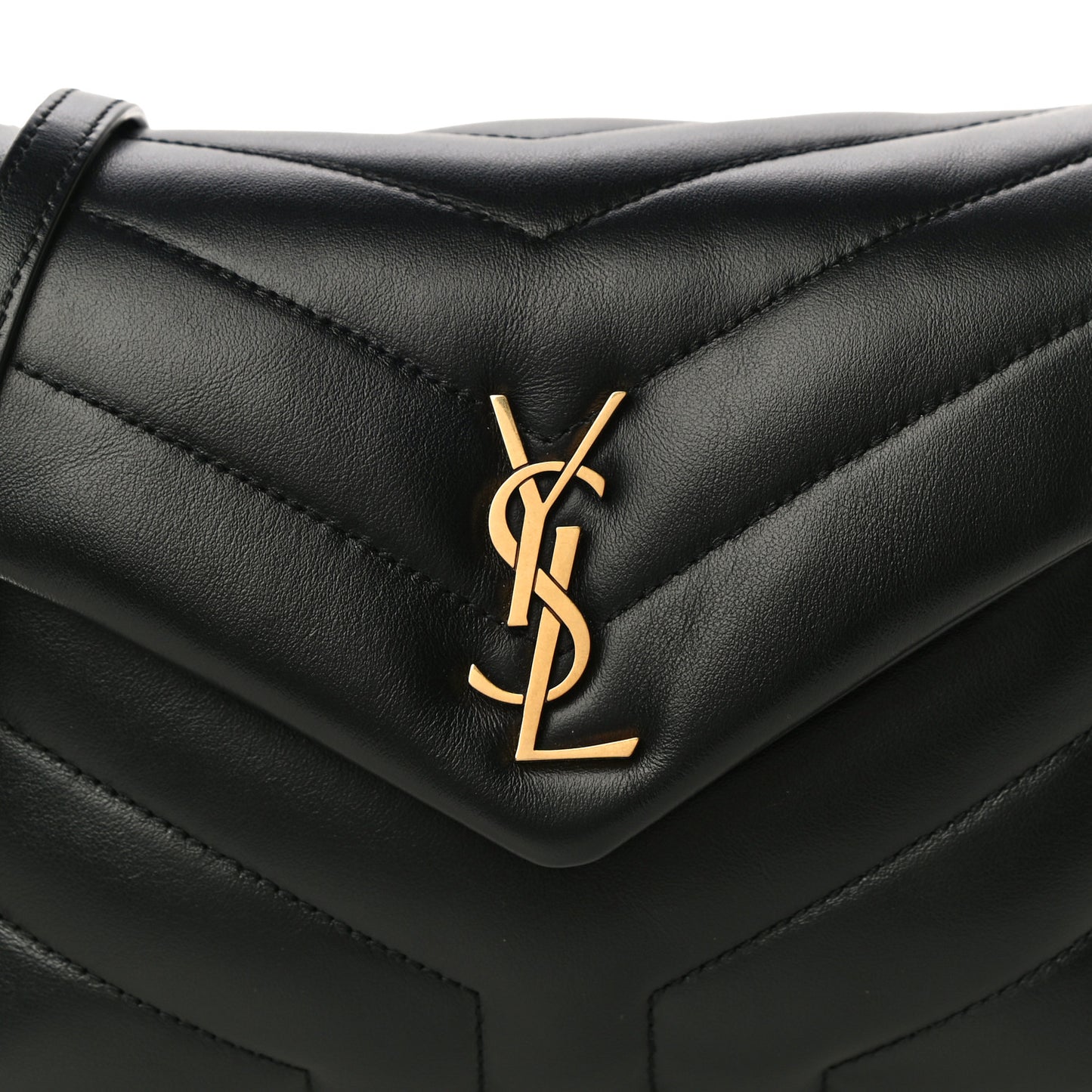 Calfskin Y Quilted Monogram Toy Loulou Crossbody Bag Black