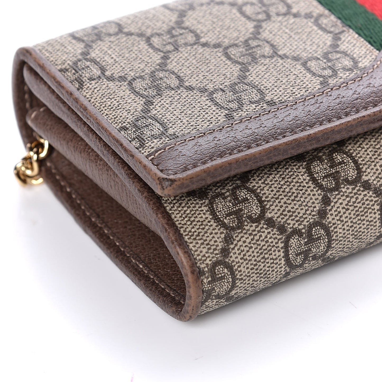 GG Supreme Monogram Web Ophidia Wallet On Chain Brown