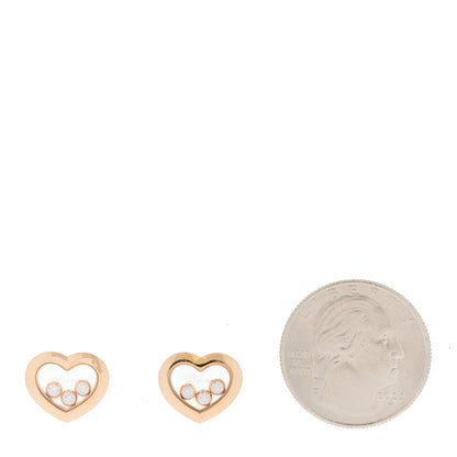 Chopard 18K Rose Gold 3 Happy Diamonds Icons Heart Earrings 2 of 6