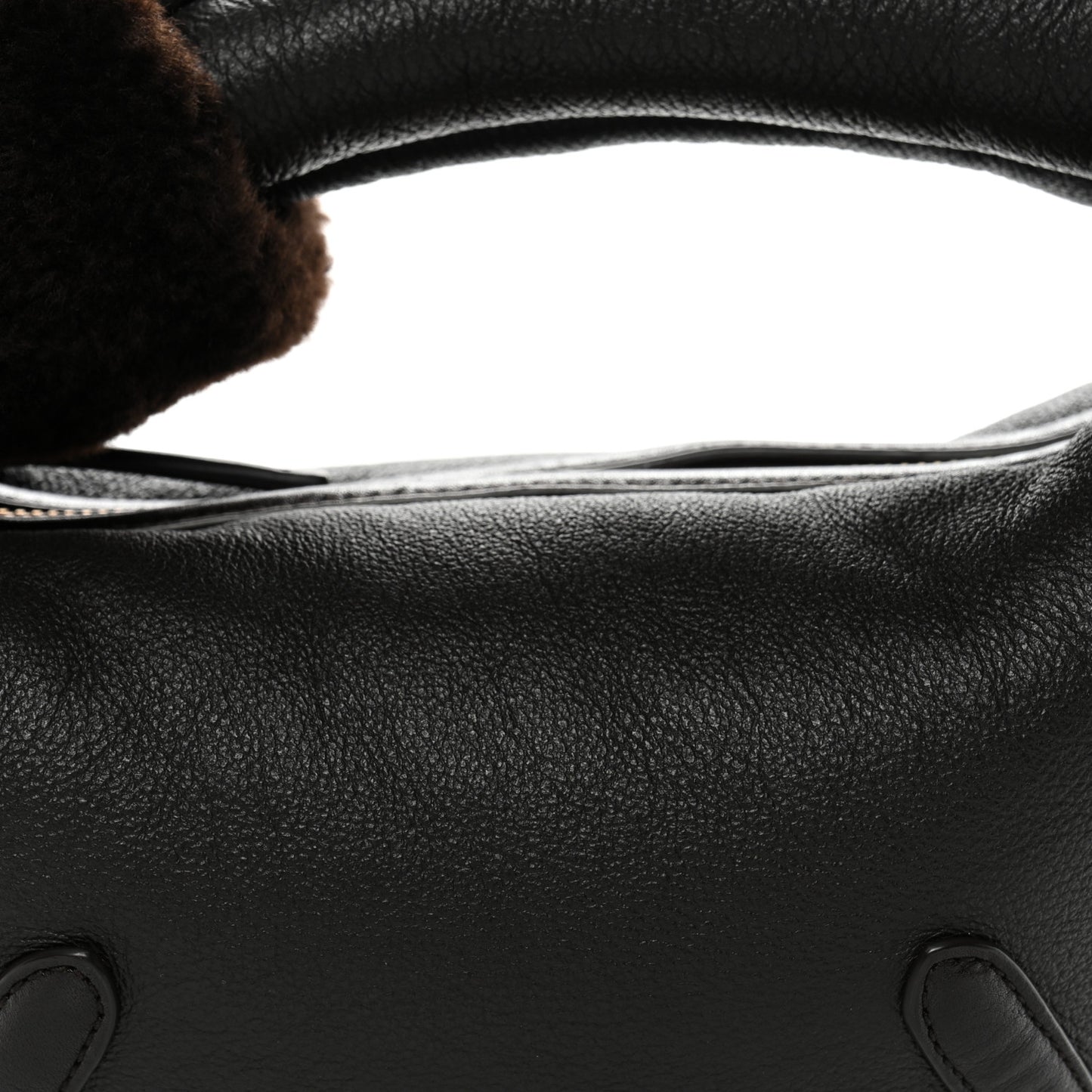 Calfskin Shearling Aviator Mini Jodie Dark Brown Fondant