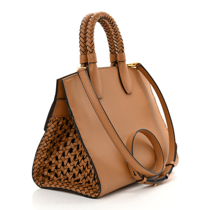 Salvatore Ferragamo Woven Calfskin Medium Studio Bag Tan 2 of 9