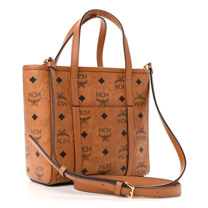 MCM Visetos Mini Toni Shopper Tote Cognac 3 of 10