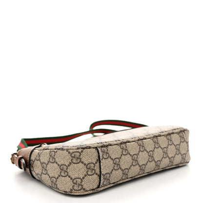 Gucci GG Supreme Monogram Textured Calfskin Small Emblem Shoulder Bag Beige Dark Brown 4 of 10