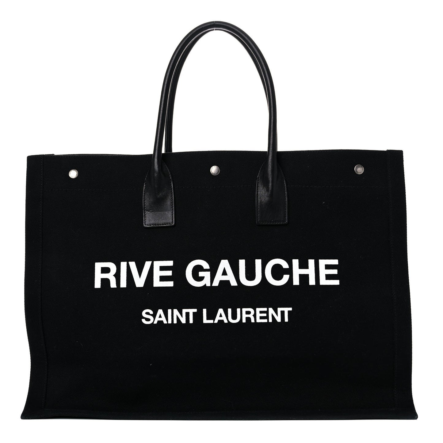 Linen Calfskin Rive Gauche Tote Black
