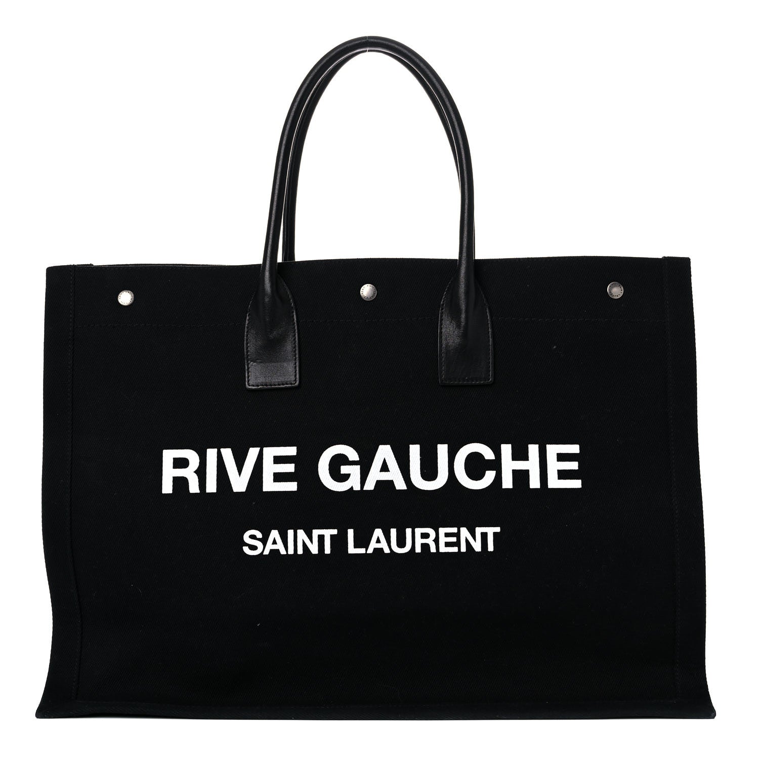 Saint Laurent Linen Calfskin Rive Gauche Tote Black 1 of 14