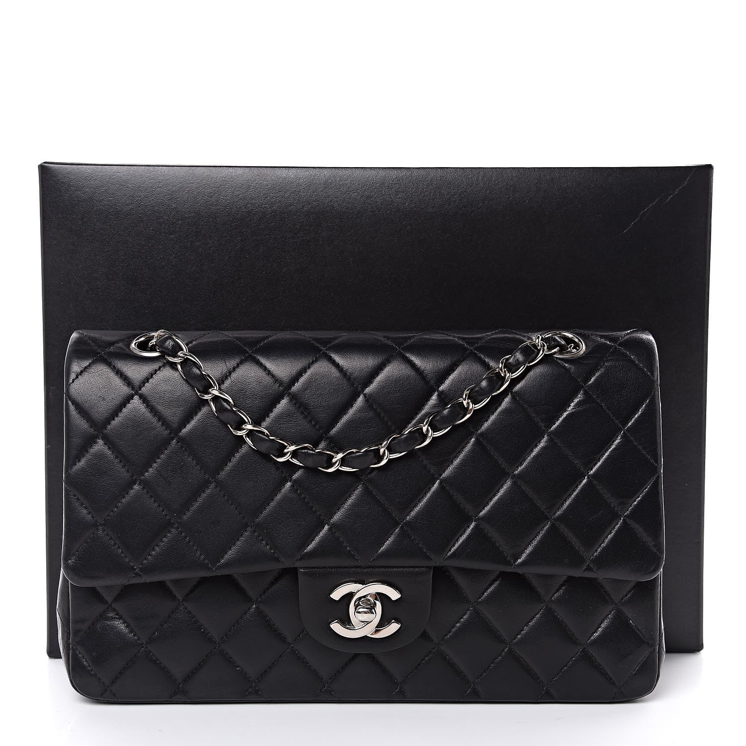 Chanel Lambskin Quilted Medium Double Flap Black 16 of 16