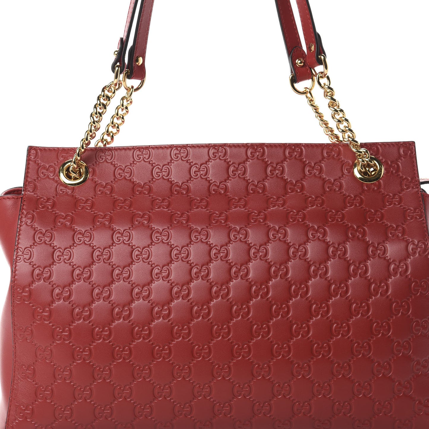 Soft Guccissima Signature Large Shoulder Tote Bag Hibiscus Red