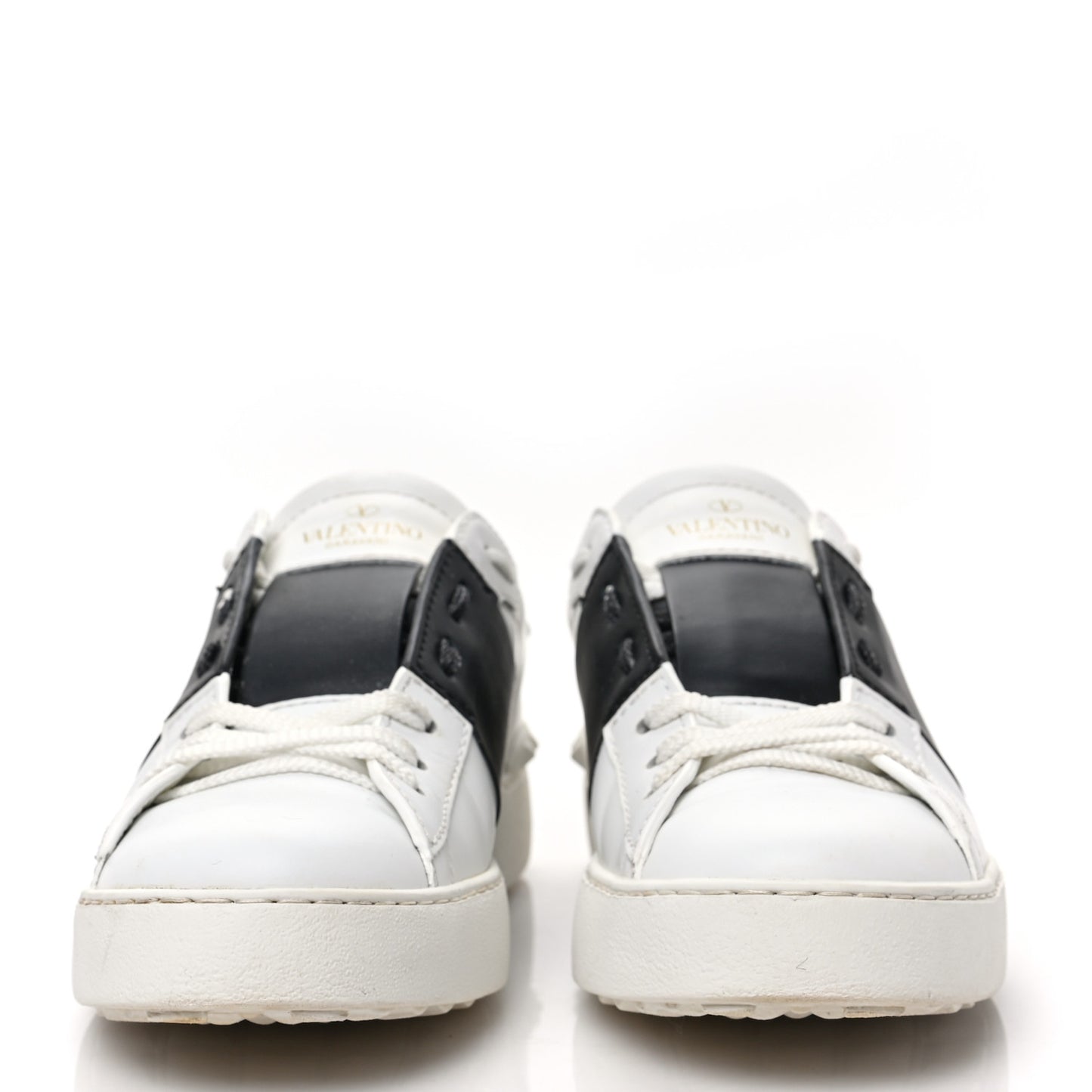 Calfskin Rockstud Untitled Open Sneakers 38 White Black