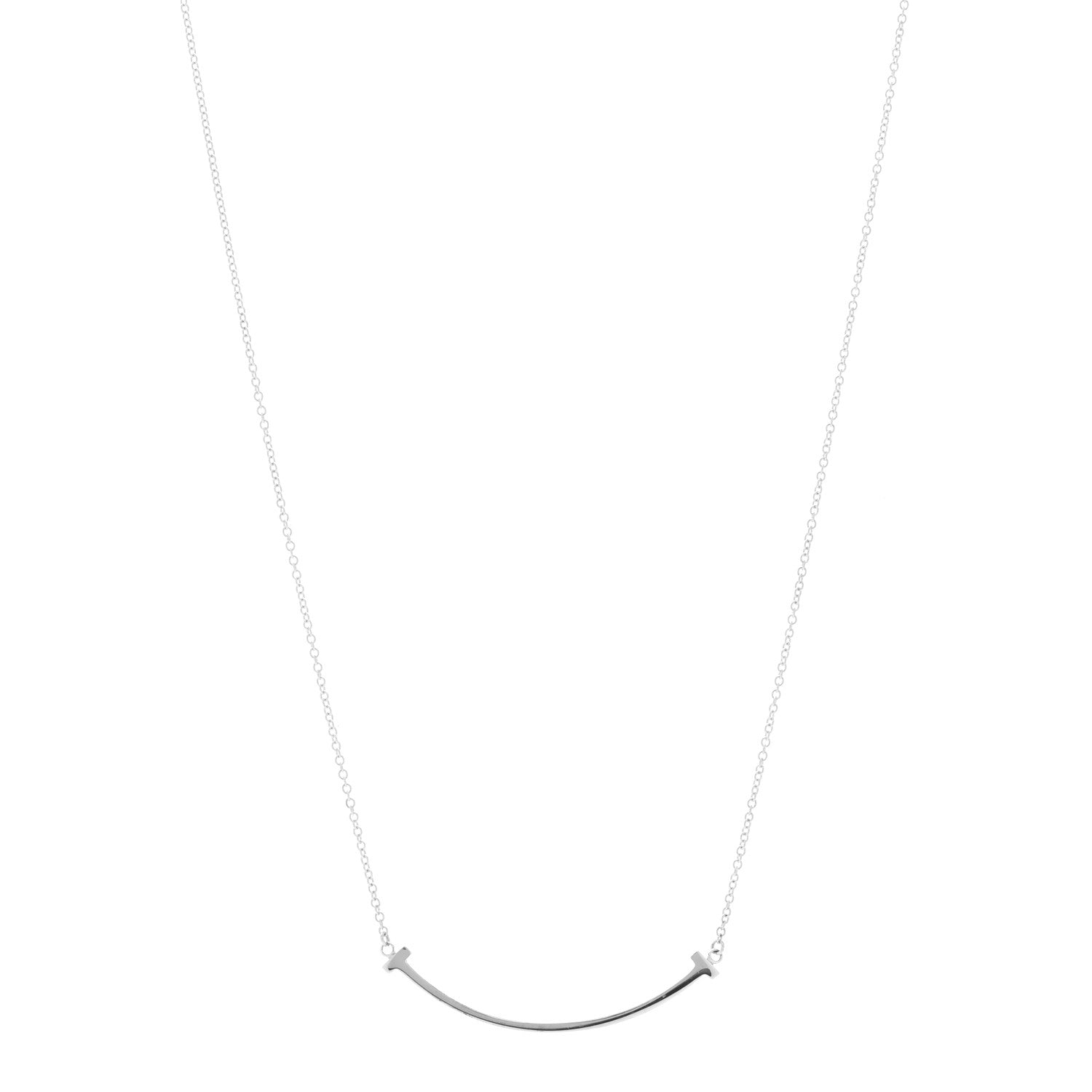 Tiffany Sterling Silver Small T Smile Pendant Necklace 1 of 5