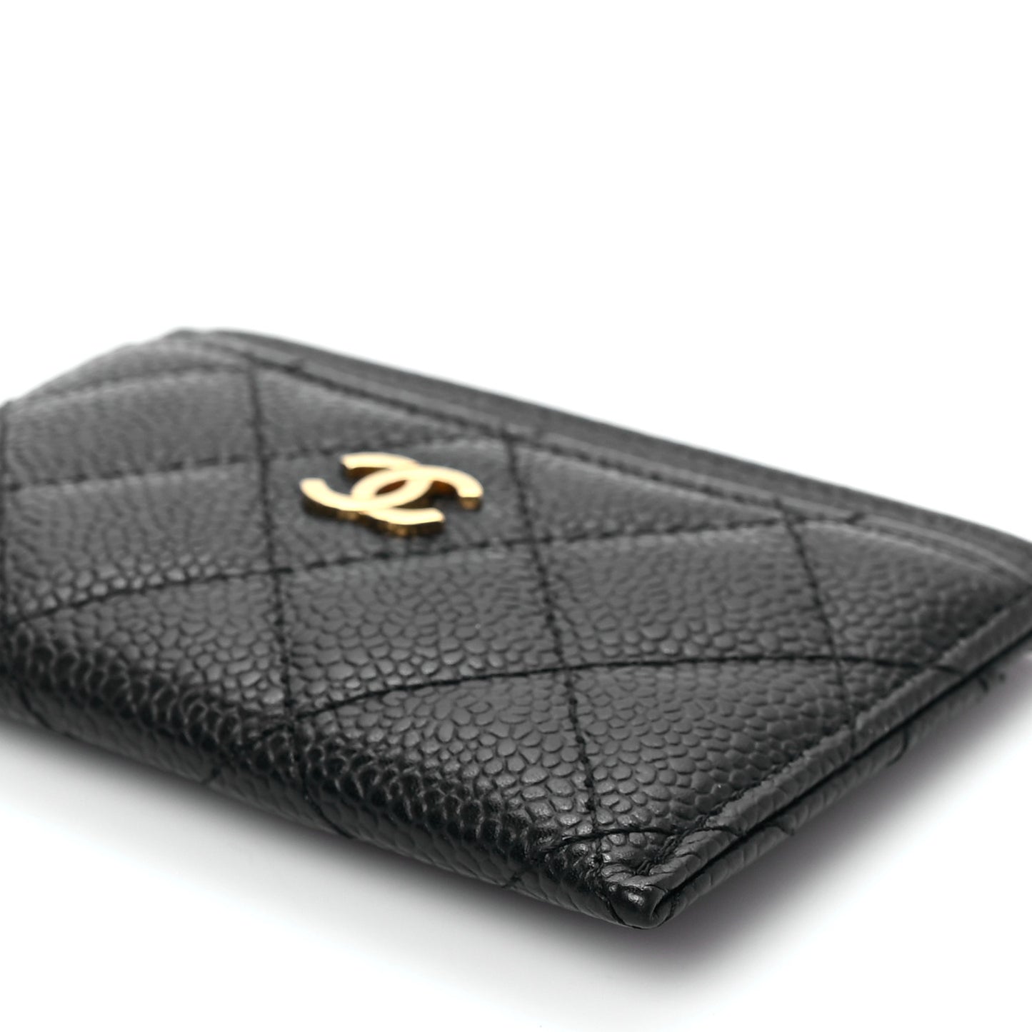Caviar Quilted Card Holder Black