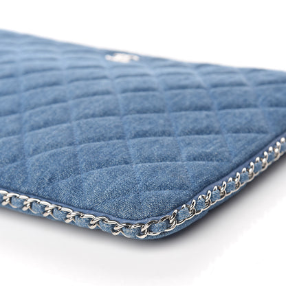 Chanel Denim Chain Around Quilted Medium Cosmetic Case Blue 7 of 9